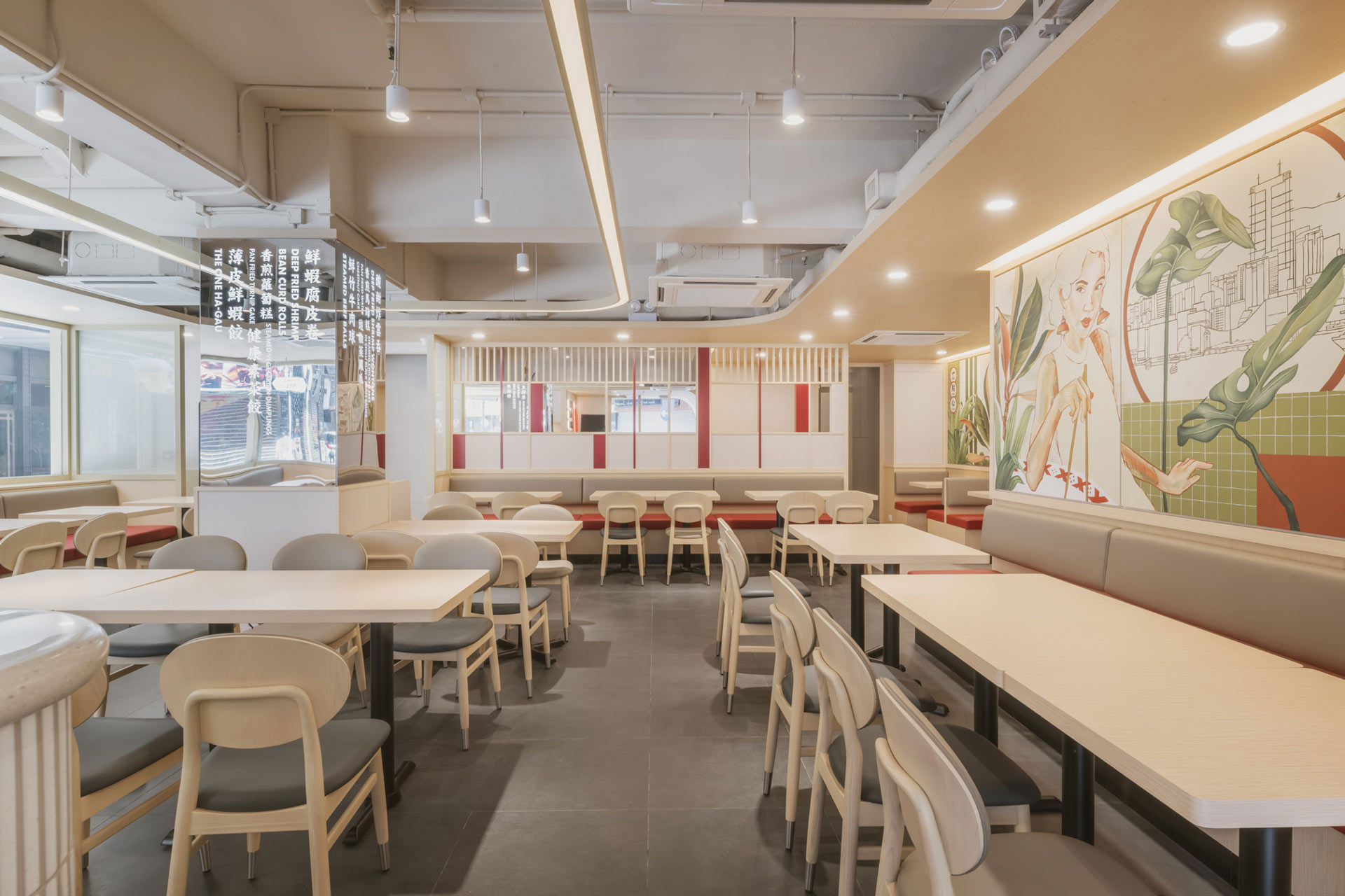 One Dim Sum Tsim Sha Tsui Hong Kong Store Interior, Artwork and Graphic Design by Plaap Design